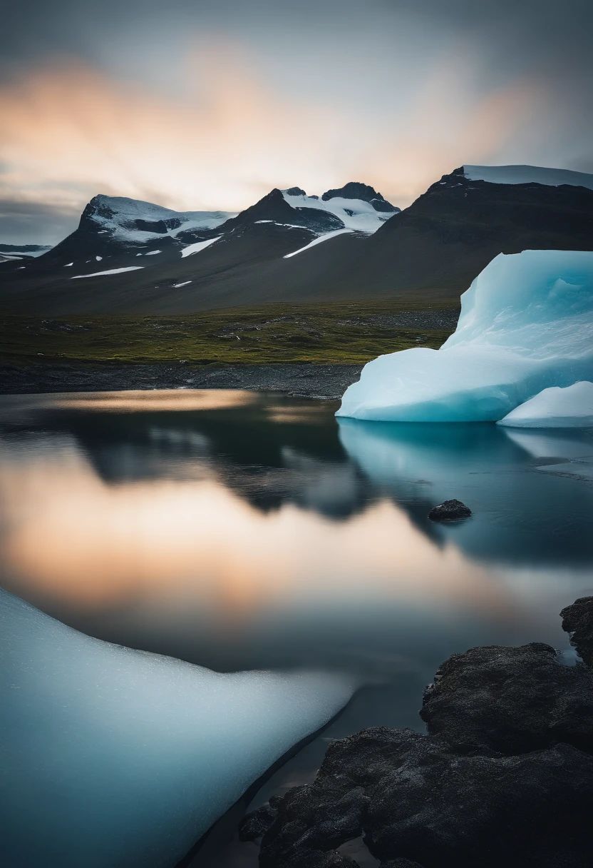 Antarctic continent、a paradise、Huge ice wall、tunnel、plants、verdant、天空、suns