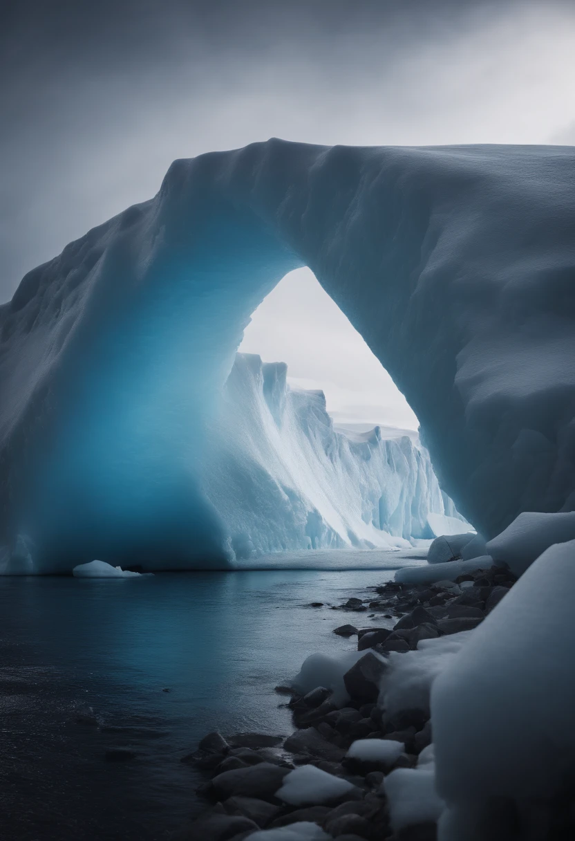 Antarctic continent、a paradise、Huge ice wall、Plants、tunnel、
