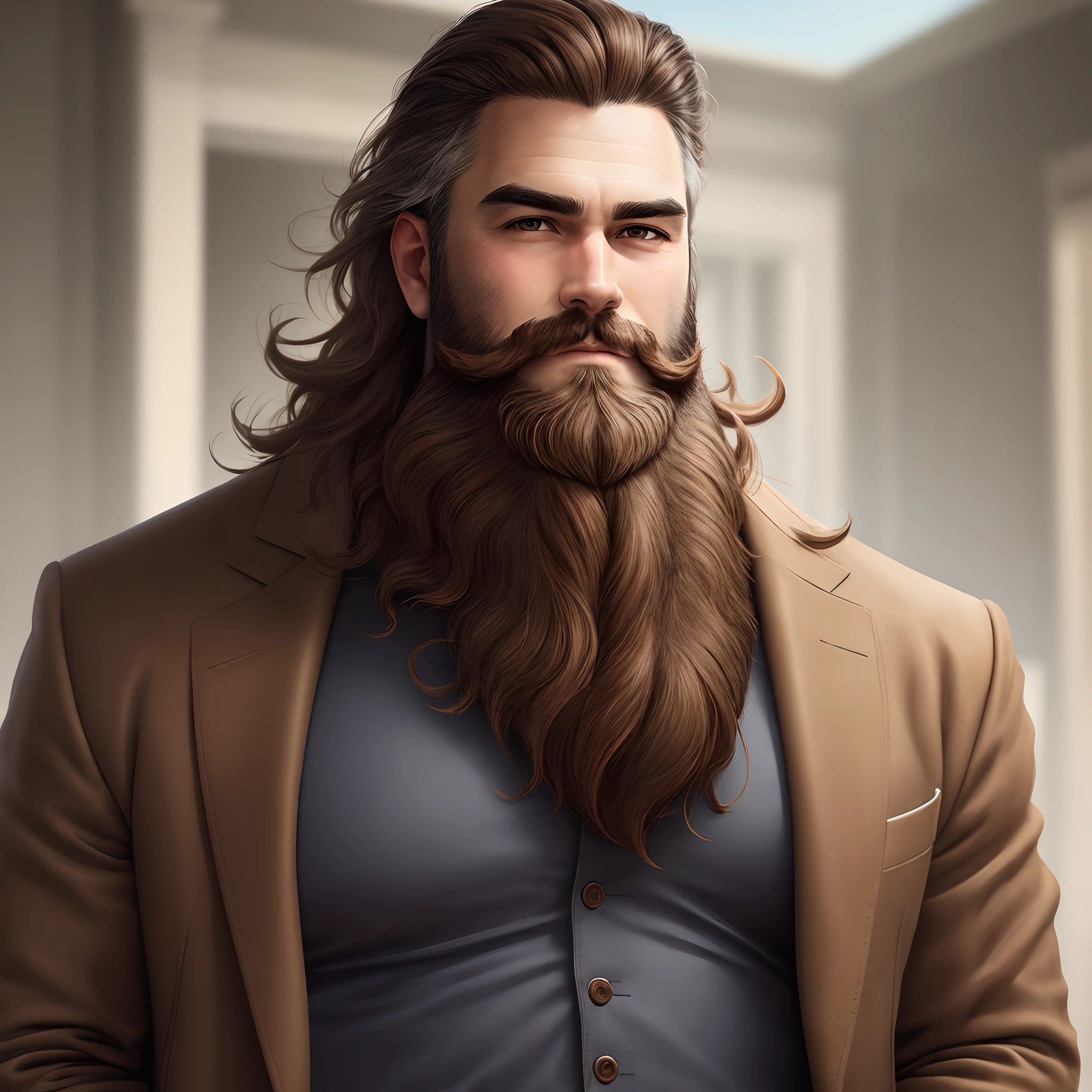A man with a long beard and a suit jacket - SeaArt AI