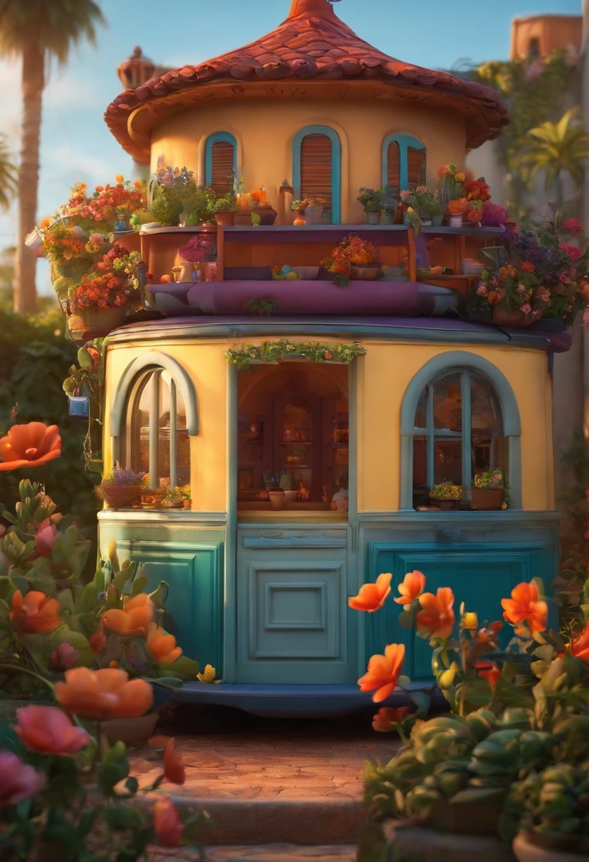 quintal florido estilo pixar