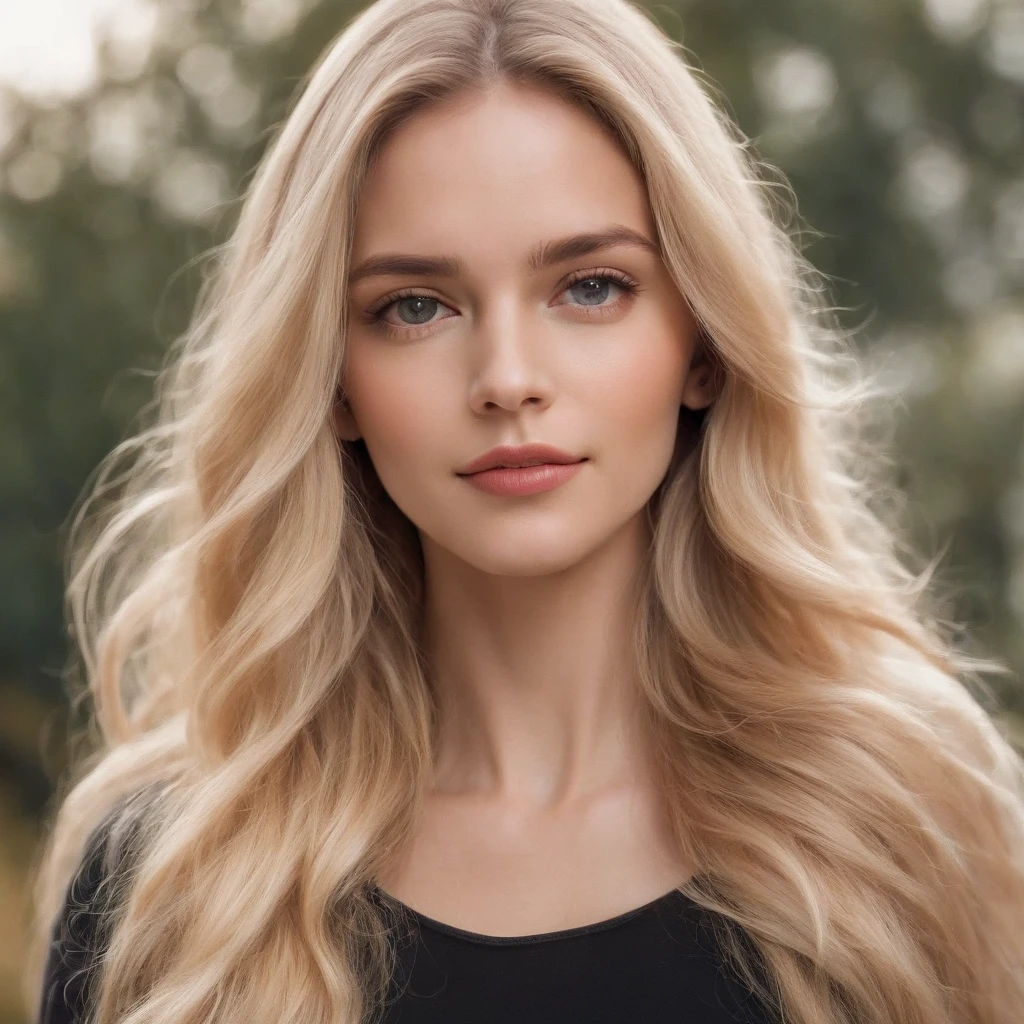 4K, naturel, very realistic ultra detailed. A young woman of 25 years old with long wavy light golden blonde hair, hairstyle with a large lock reaching her chest. Elle a les yeux marrons, elle porte un chaud, couleur, vert pastel. She&#39;s in a cozy cafe, elle est assise et tient une tasse de chocolat chaud entre ses mains. Ses yeux marrons sont rêveurs, il regarde la caméra.
