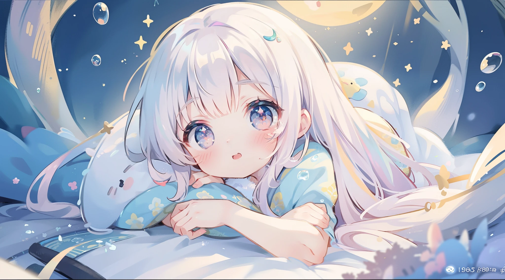 masterpiece, best quality, 8k resolution, sharp focus, intricate detail, beautiful girl, sparkling eyes, golden ratio face, otherworldly liquid, watercolor, pastel colors, bright colors, whimsical, colorful, sharp focus, high resolution, fine detail, princess layered ballgown, ((round eyes)), iridescent bubbles, magical