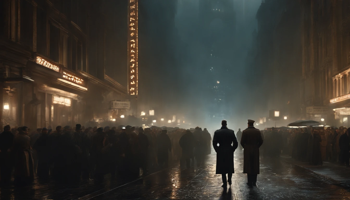 two lonely prophets, speaking the truth, in a crowd of indifferent people, big current city, photorealism, detail, realism, loneliness of a creative person who dedicates himself to art, sharp focus, emitting diodes, smoke, artillery, sparks, racks, system unit, motherboard, by pascal blanche rutkowski repin artstation hyperrealism painting detailed character design concept art matte painting, blade runner with 4k resolution