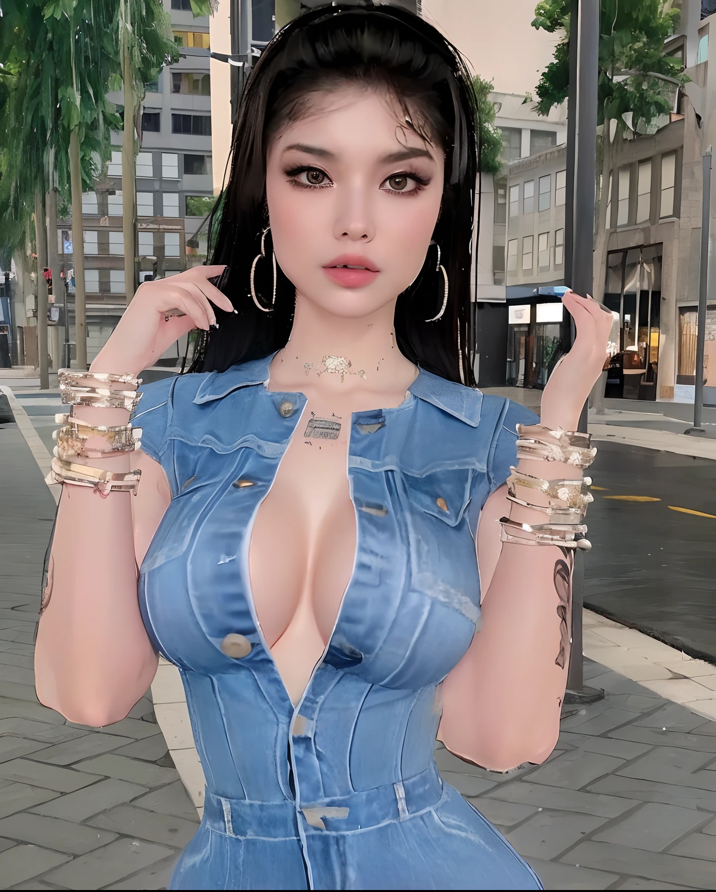 (Best quality, 4k, Masterpiece :1.3), pretty woman, 1girl, (breasts, attractive body :1.2), abs :1.1, dark brown hair: 1.1, (rainy wet, wet from rain, wet body :1.2), ultra-detailed face, detailed lips, detailed eyes, double eyelid