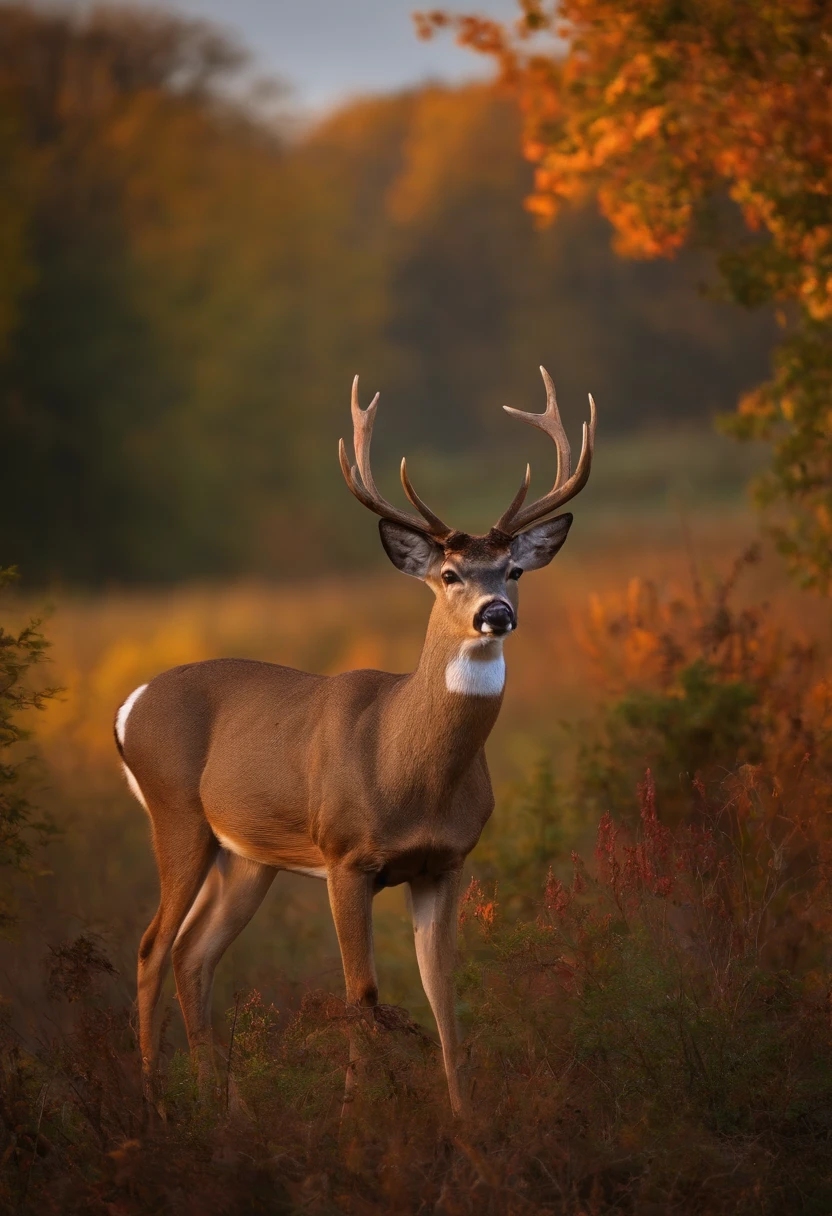 Early morning deer hunting with gun