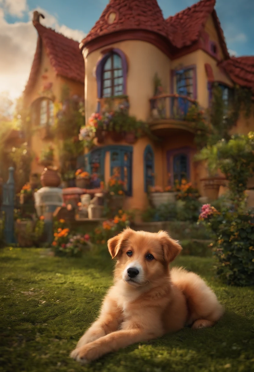 casinha de cachorro no quintal estilo pixar