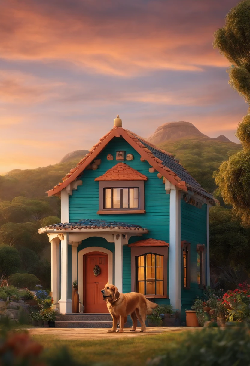 casinha de cachorro no quintal estilo pixar