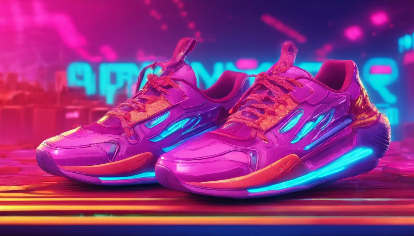 Poster or banner advertising sneakers, beautiful cinematic 8K realistic realistic 3d