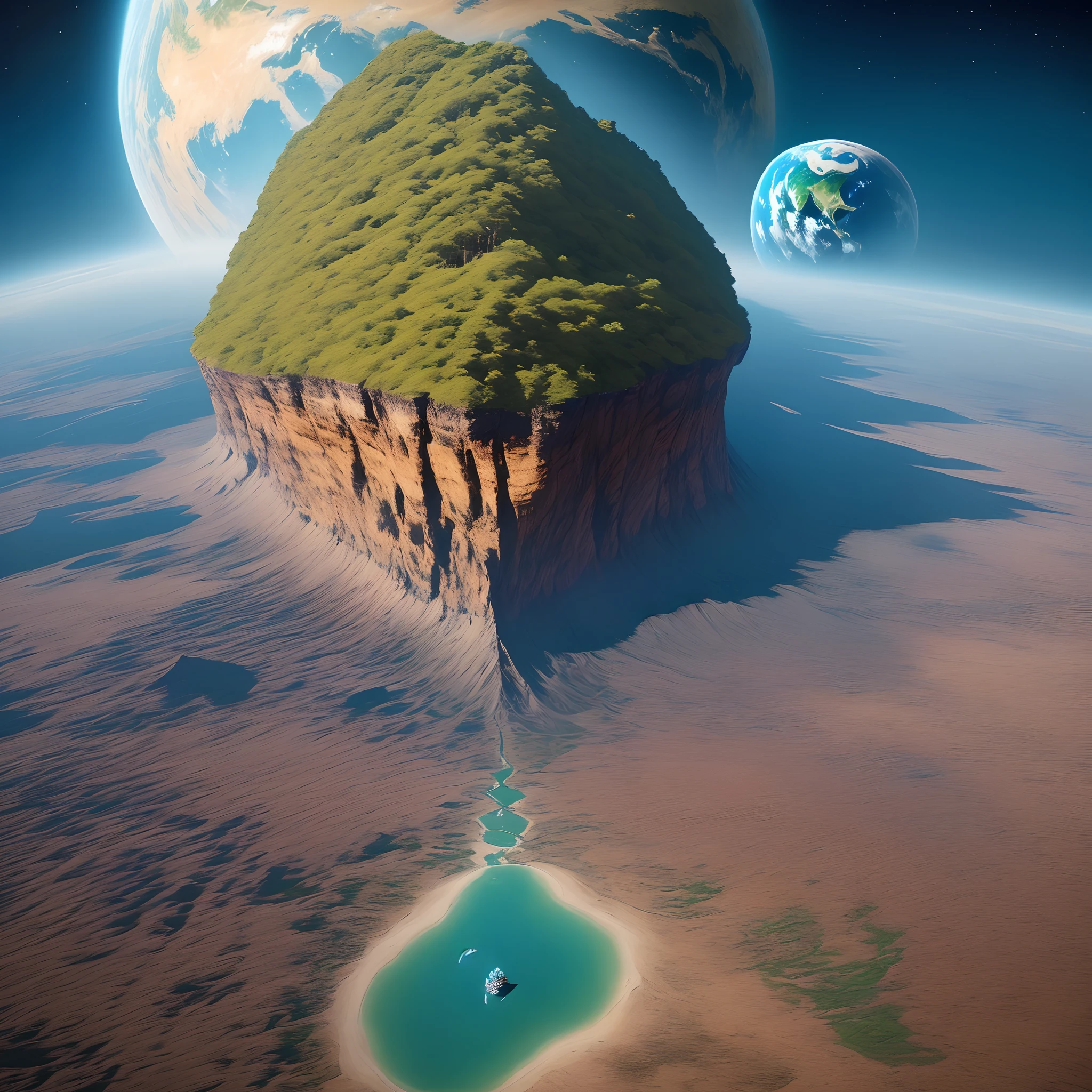 Crie para mim uma foto de um cara olhando para o universo de cima do planeta Terra