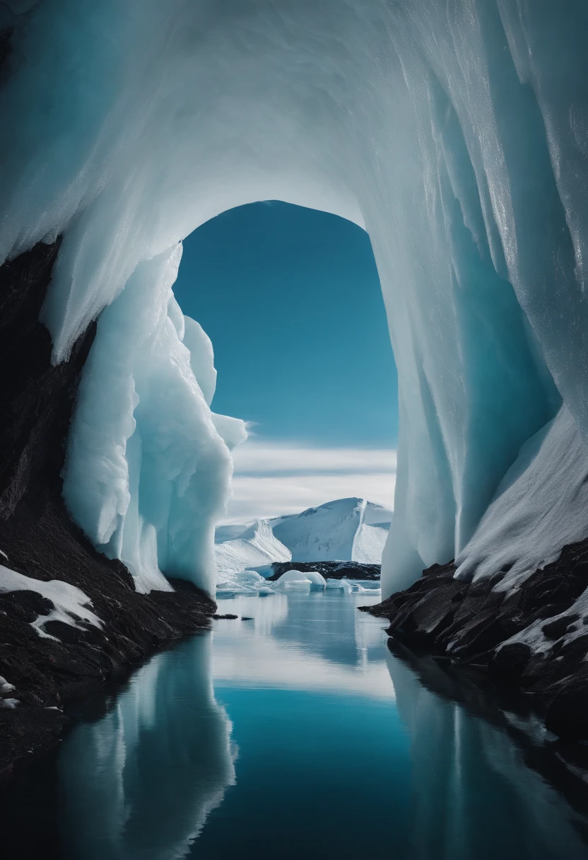 Antarctic continent、a paradise、Huge ice wall、Plants、tunnel、