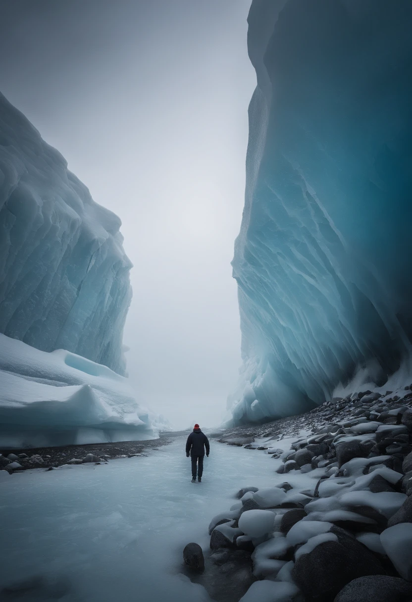 Antarctic continent、a paradise、Huge ice wall、Plants、tunnel、