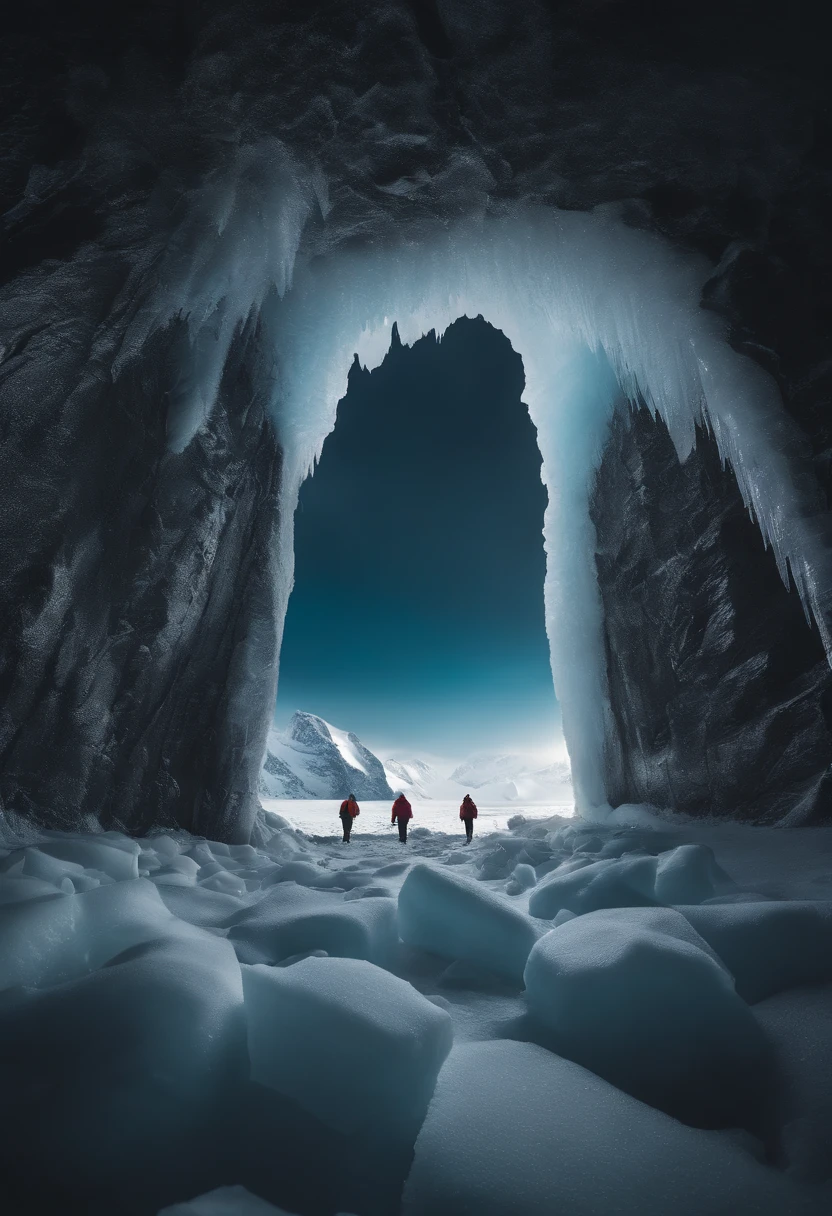 Antarctic continent、a paradise、Huge ice wall、Plants、tunnel、