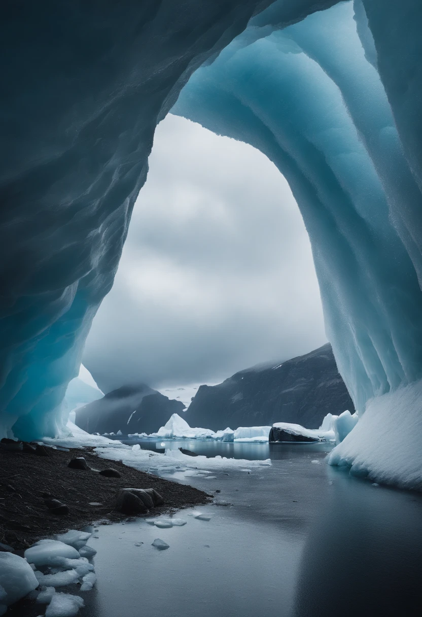 Antarctic continent、a paradise、Huge ice wall、Plants、tunnel、