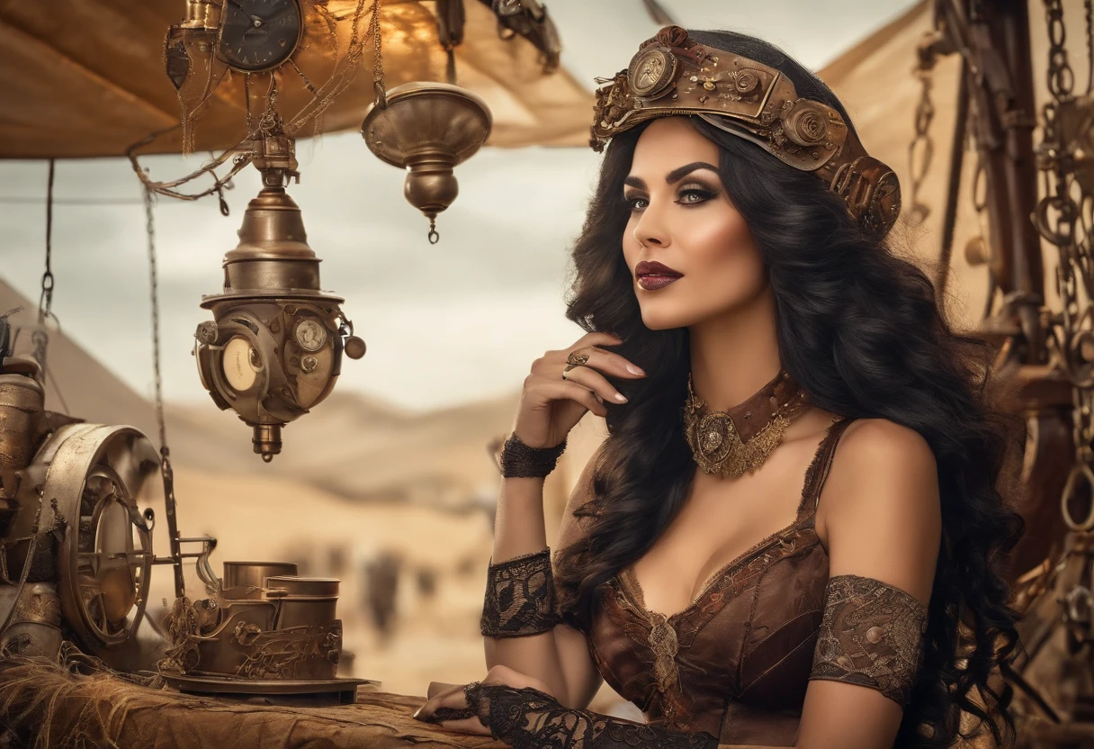 (best quality,4k,8k,highres,masterpiece:1.2),ultra-detailed,(realistic,photorealistic,photo-realistic:1.37),HDR,UHD,studio lighting,extreme detail description,professional,vivid colors,bokeh,beautiful young woman,long flowing black hair,[tent],[sexy lingerie],[mischievous],[looking at viewer],[outdoor],[cuckold camping scene implied]