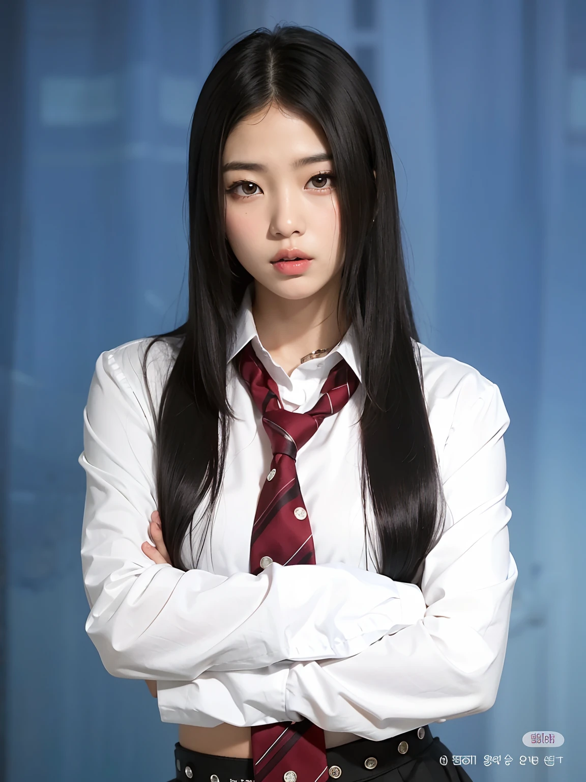 Arafed asian woman in white shirt and tie posing for a photo, Asian girl with long hair, Chica coreana, portrait of female Korean idol, Blackpink Jennie, japanese model, cruel korean goth girl, young asian woman, Sui Ishida con cabello negro, japanese girl school uniform, a young asian woman, portrait of a japanese teen, Una colegiala hiperrealista