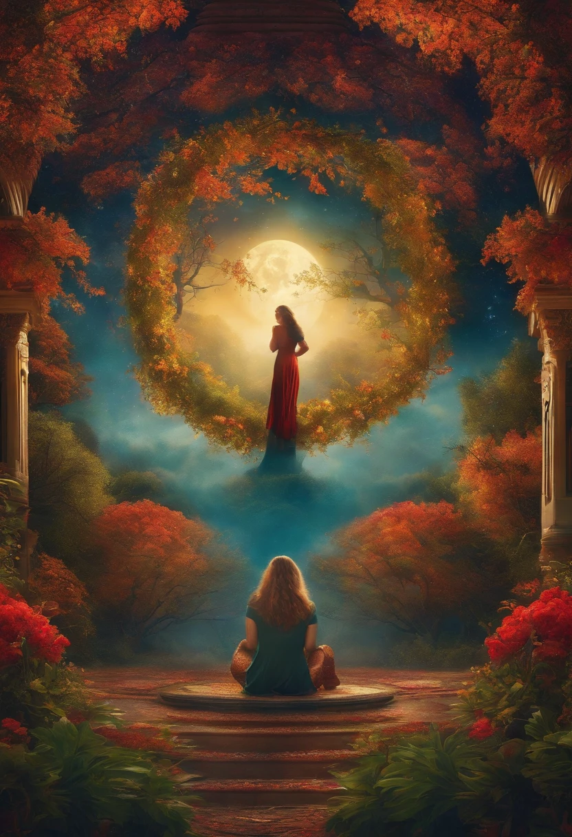 I am the last surrealist painting that exists on this planet, the last work of art that represents a beautiful woman full of hope wrapped in an unreal world., The message I want to leave is that art once existed , real very real , 24k unique piece rule of thirds cinema lighting photoshop finishes and colors of a work of art