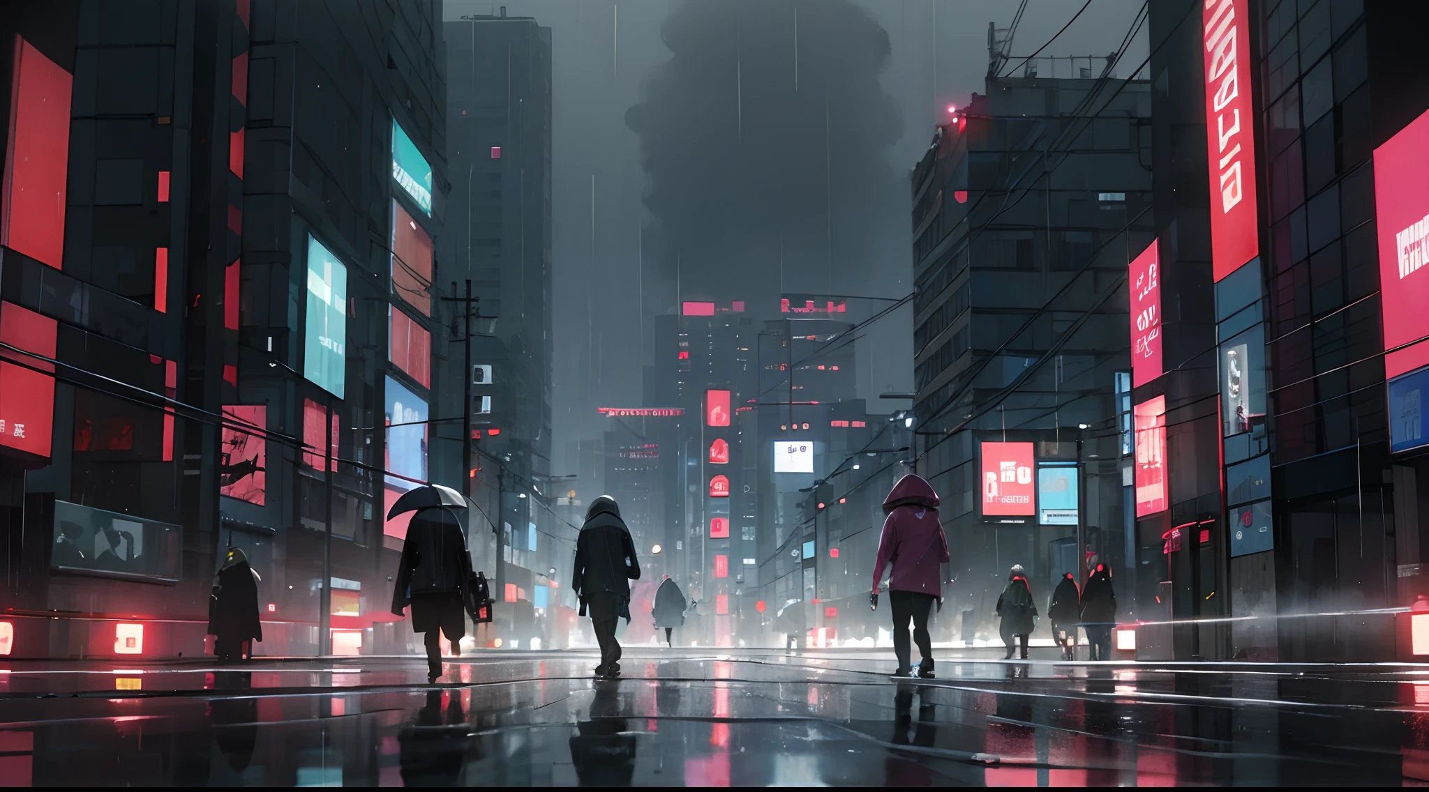 rainy cyberpunk city