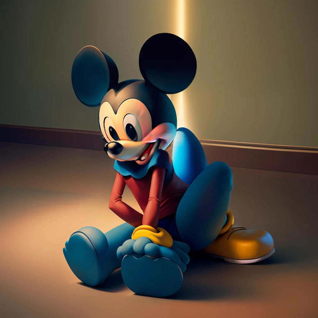 Mickey Mouse contorting his body