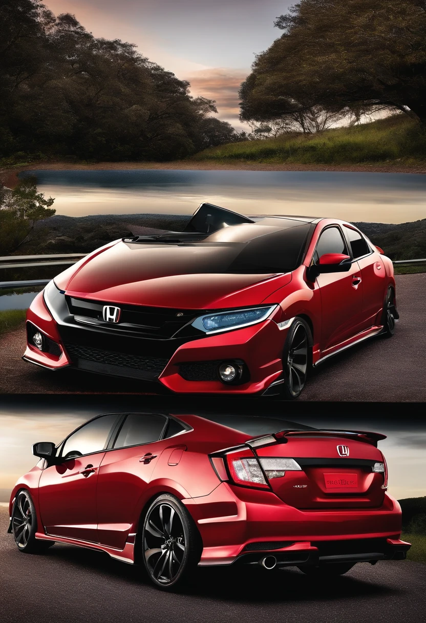 Desenhar Honda Civic si 2008 vermelho voando