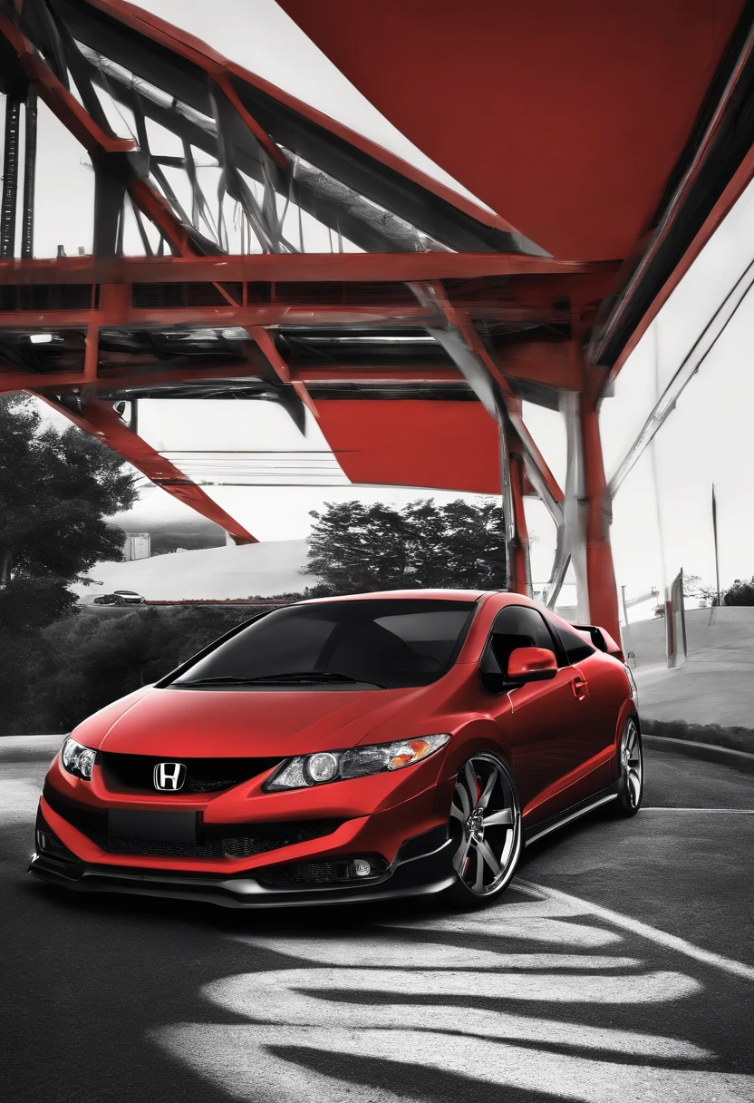 Desenhar Honda Civic si 2008 vermelho voando