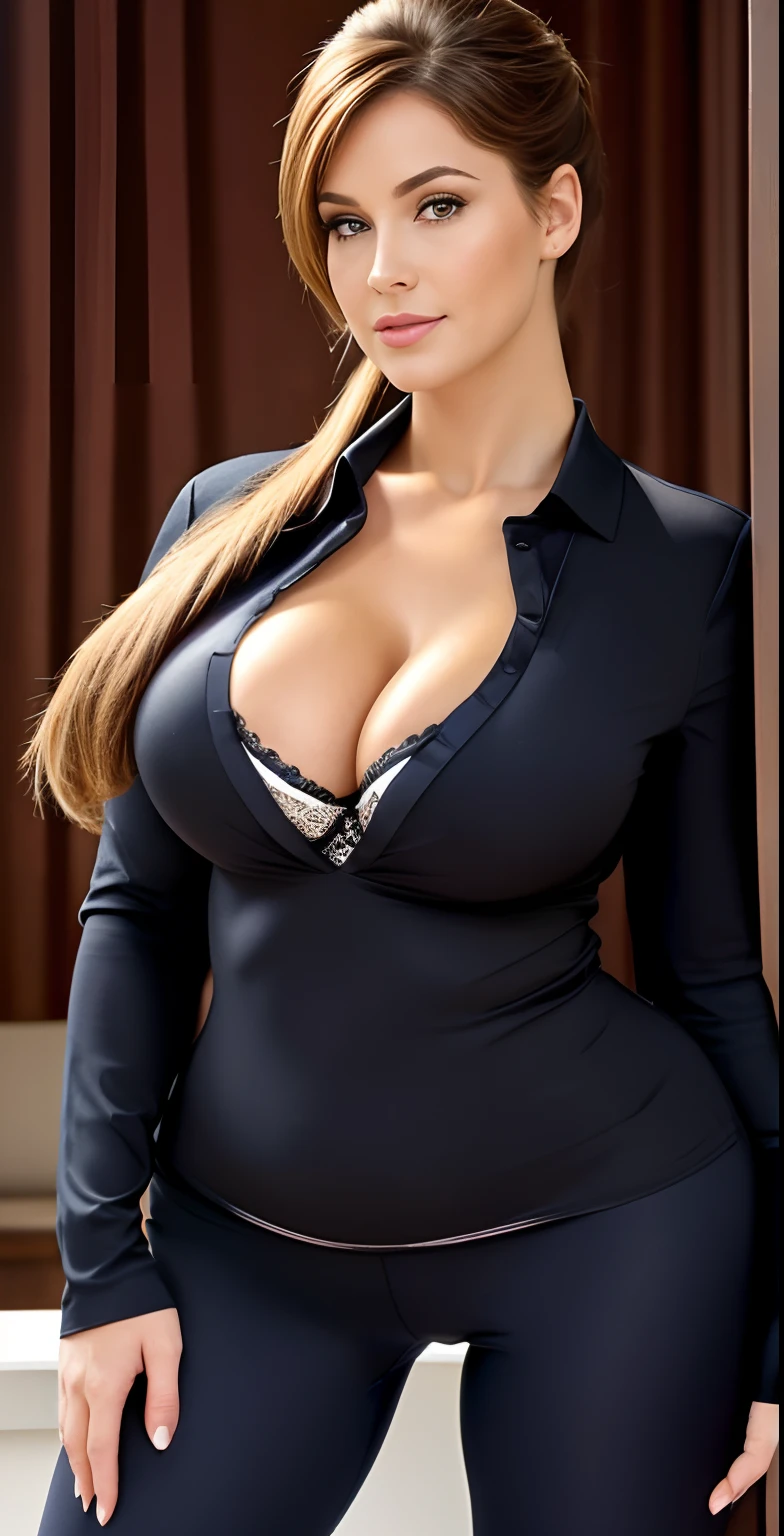 Fille de 50 ans belle Gros seins sekretarka w pracy ,Skin-tight clothes that highlight the breasts,Grosse grosse femelle,chemise moulante blanche avec une grande encolure,You can see the breasts and bra of the secretary outfit is feminine seduced by her eyes looks me in the eyes ponytail hair wysoko, corps en entier, full head, huge cleavage