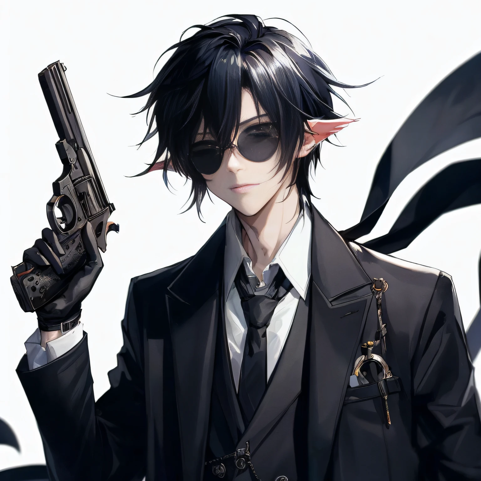Anime character with gun and sunglasses holding a gun in her hand, Gatilho Estilo de Arte de Anime, arte detalhada do personagem de anime, 2 d estilo anime, pose de anime bonito, shigenori soejima illustration, arte chave do anime, Epic anime style, personagem de anime masculino, estilo anime masculino, personagem estilo anime, inspirado em Okumura Masanobu, Arte Zerochan, O vampiro