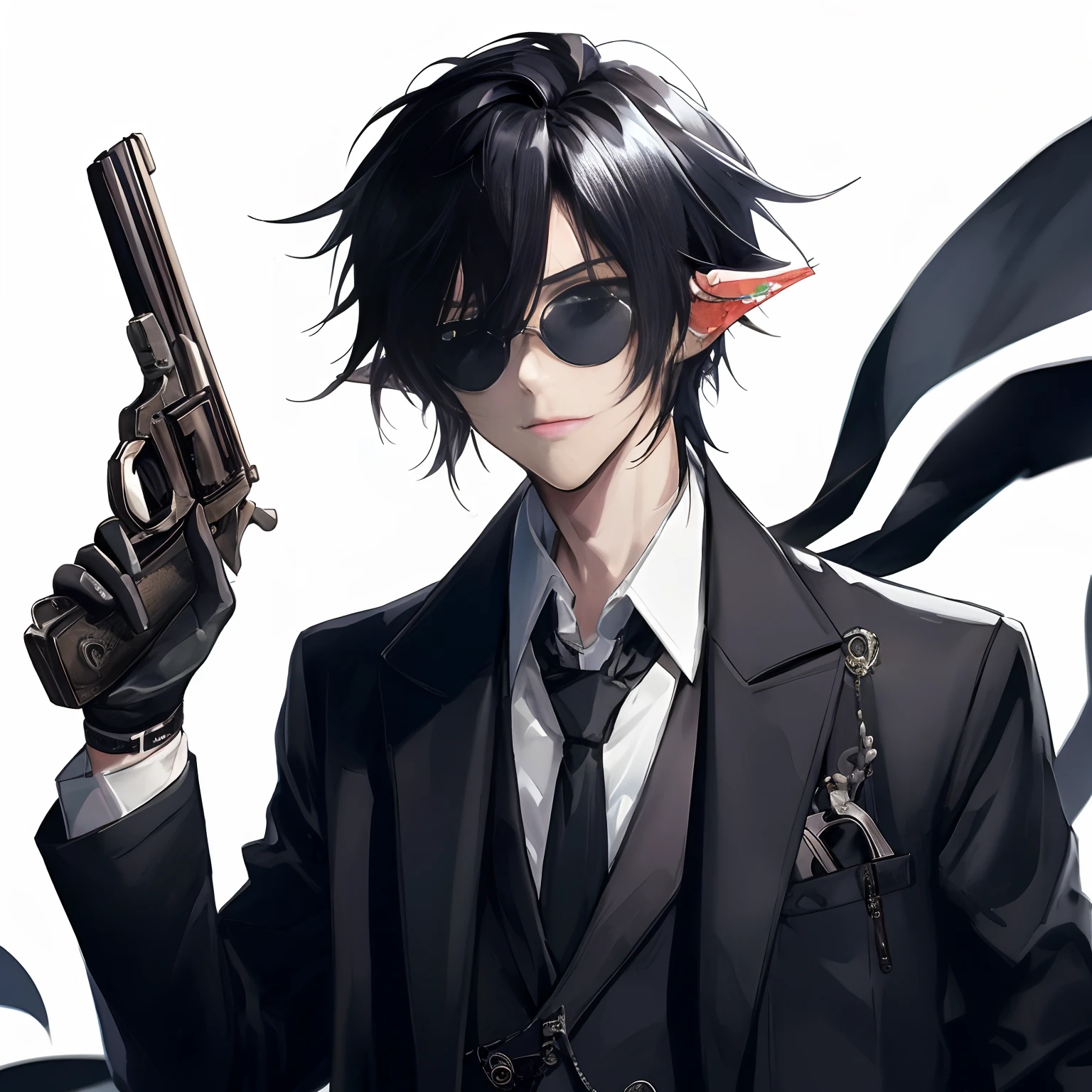 Anime character with gun and sunglasses holding a gun in her hand, Gatilho Estilo de Arte de Anime, arte detalhada do personagem de anime, 2 d estilo anime, pose de anime bonito, shigenori soejima illustration, arte chave do anime, Epic anime style, personagem de anime masculino, estilo anime masculino, personagem estilo anime, inspirado em Okumura Masanobu, Arte Zerochan, O vampiro