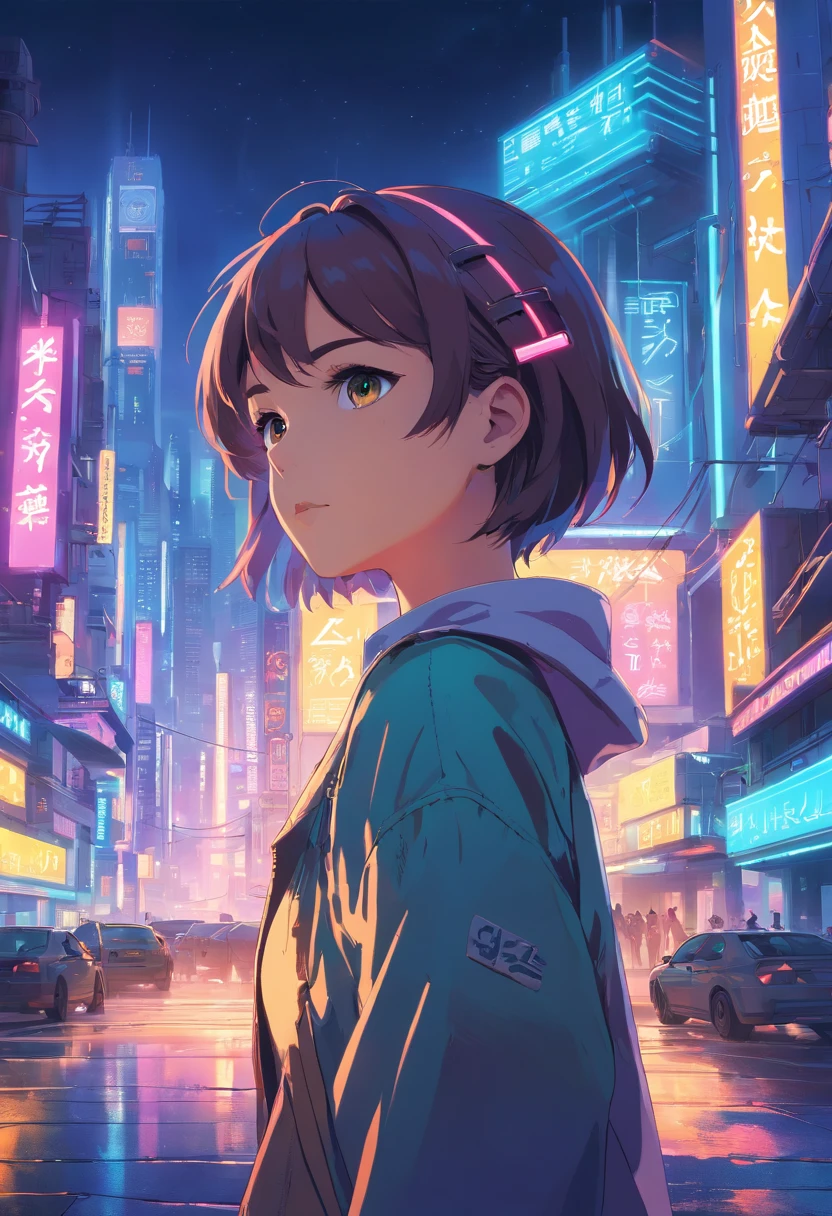 "Cyberpunk-inspired immersion, World of Neon Lights, Be mesmerized by the surreal sights of the planets that dominate the skies, Full of captivating digital artistry."