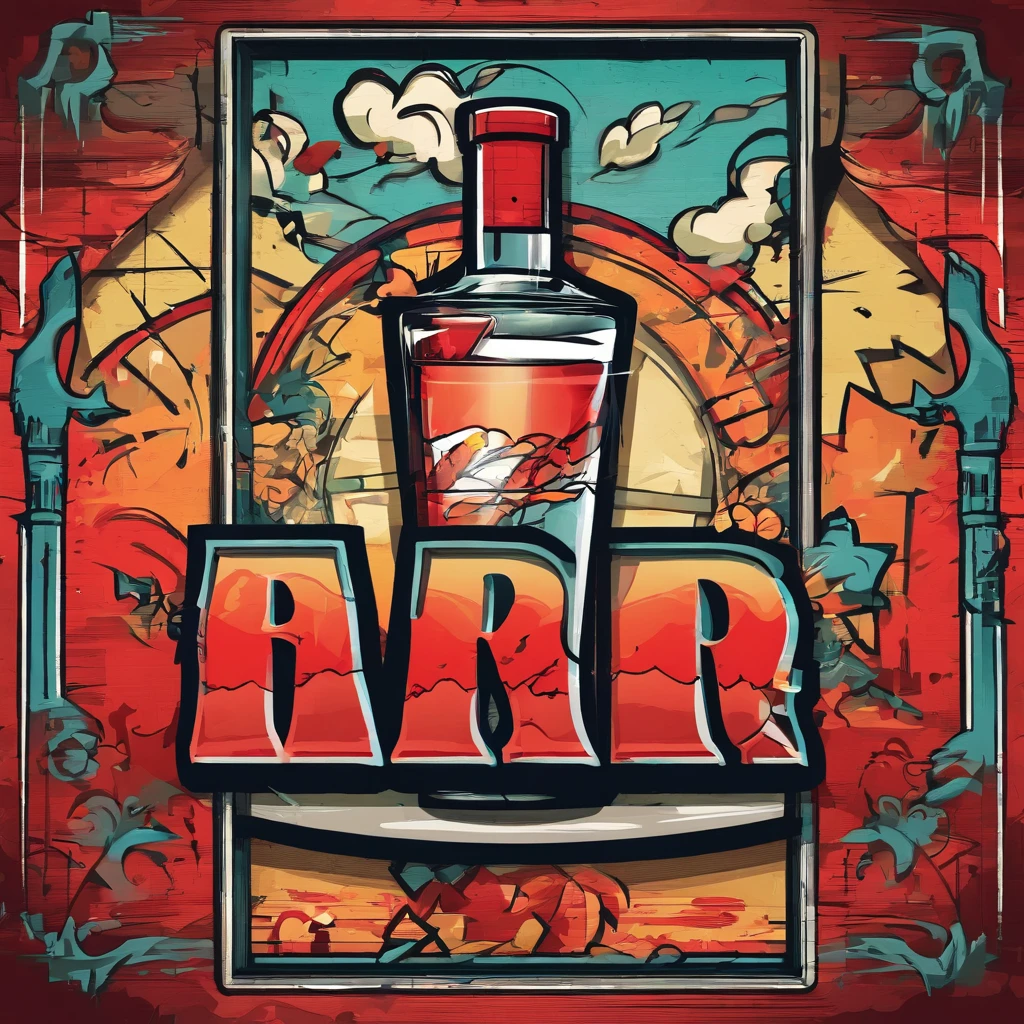 logo for a bar restaurant featuring a cartoon shot glass full or red liquor --auto
