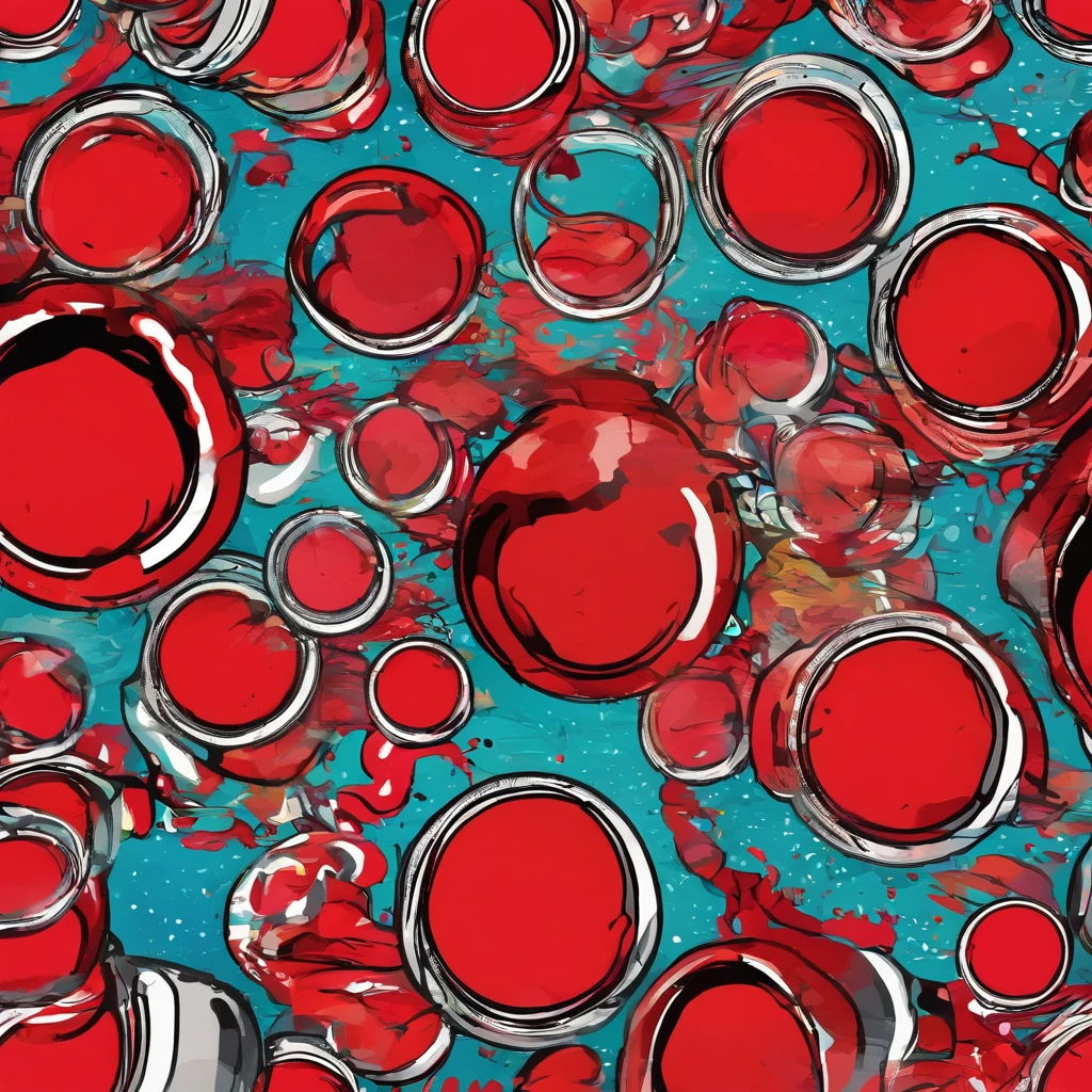 company logo, red, round, cartoon shot glass overflowing with red liquid, no words on shot glass, vibrant colors,