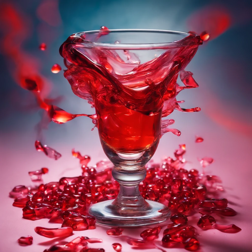 shot glass with red booze spilling out