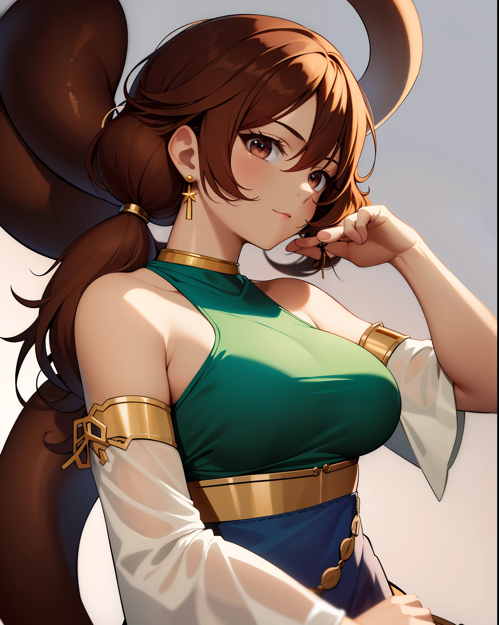 3062197697 Kanae Hyiori, a beautiful woman from the Water Tribe, It has red eyes, long brown hair, and dark skin. She has a toned and strong body. In front of a luxurious igloo, she is wearing a standard Water Tribe coat, with a close-up capturing the harmonious beauty between her natural breasts, showing off your natural charm and outgoing personality, NSFW.