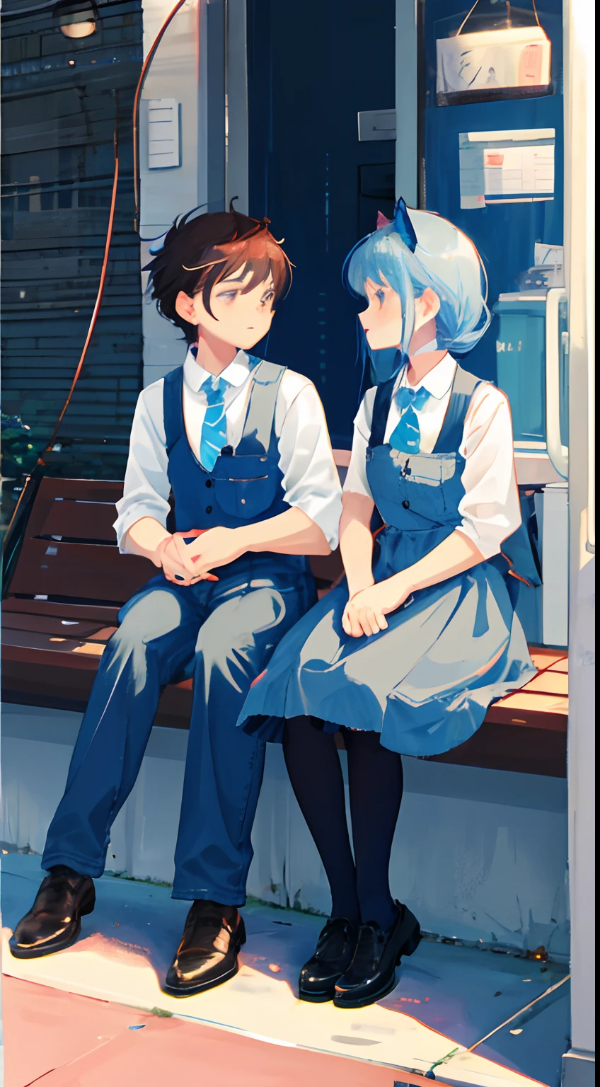 Little couple,English short blue cat,Together