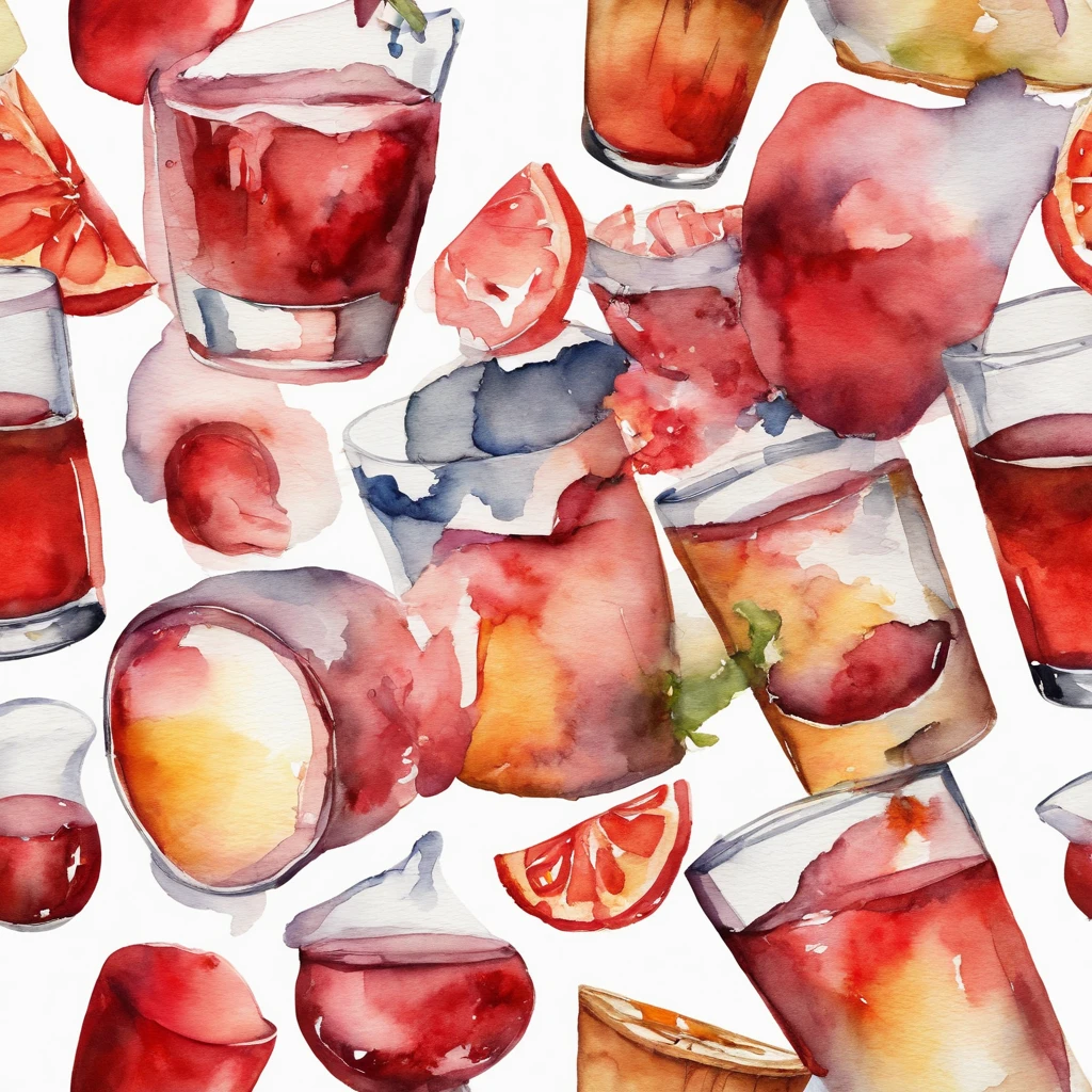 shot glass with red booze spilling out, art, design, modern