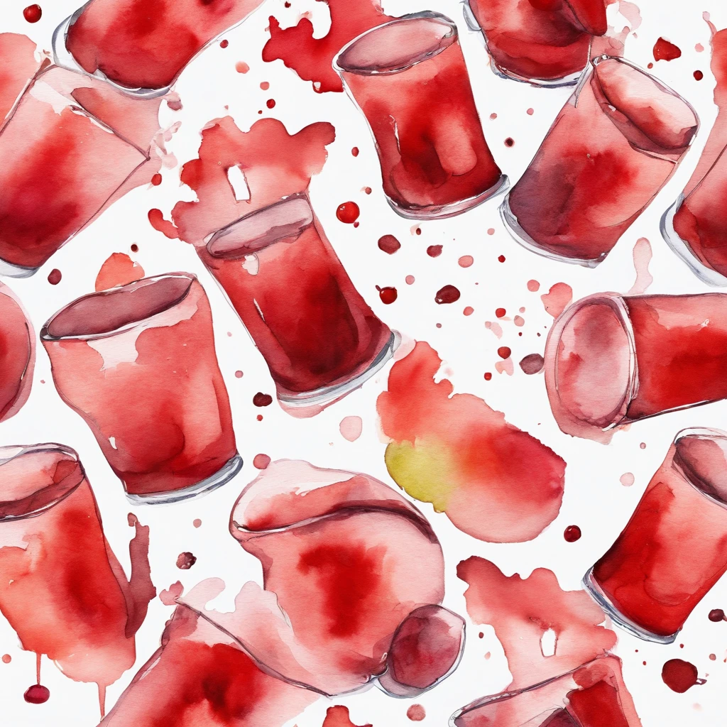 shot glass with red booze spilling out, art, design, modern