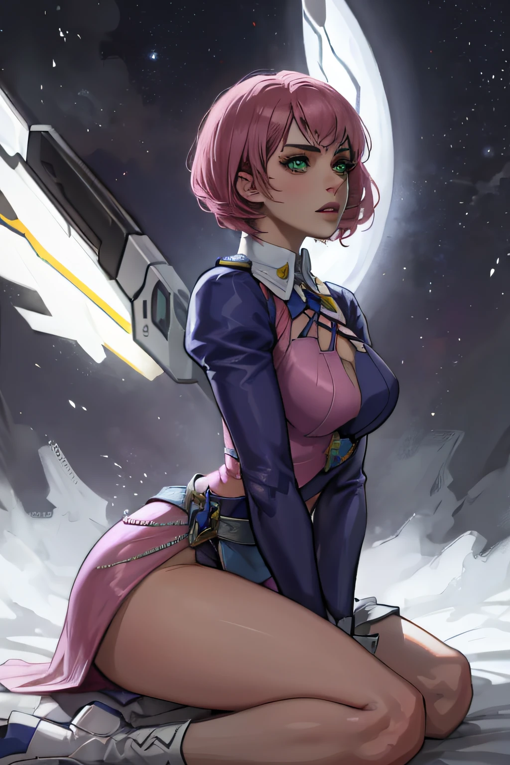 Alisa bosconovitch, melhor qualidade, contemporary, estilo plano, minimalismo, Green Eyes Flat Illustration, cabelo rosa, cabelo curto, cabelos multicoloridos, Camisa Preta, mechanical wings, Head Portrait Close-U, peito pontudo, decote, super decote, middlebreasts, Tekken,cabelo rosa pastel, 1girl, em quimono, hand-painted,Desenho de linha sem cor, colorida do yandere pastel, Tekken, Super cute pink hair girl with gothic makeup on the side, com roupa de empregada,figura esbelta,robusto,He sat on the floor,Vestido com roupas de empregada rosa e branco,cabelos muito curtos,com orelhas de gato,quadratic element,, kawaii cor-de-rosa na roupa da era de 1910, Alisa Bosconovich pink lips, no estilo da paleta de cores suave aurorapunk, an anime illustration of his face, gifs animados, hand drawn animation, charming sketches, suave e brilhante, romantismo nebuloso, Estilo Superflat, fundo branco - ar 1:1 - niji 5 - estilo expressivo --s 50 ,Pink kawaii girl in the era of 1920s clothesPink eagles, vestindo uma camisa branca brilhante, no estilo da paleta de cores suave aurorapunk, an anime illustration of his face, gifs animados, hand drawn animation, charming sketches, suave e brilhante, romantismo nebuloso, Estilo Superflat, fundo branco - ar 1:1 - niji 5 - estilo expressivo --s 50, Absurdo, alto, ultra detalhados, (1girl:1.3), quebrar , Crie uma imagem com uma bela caligrafia