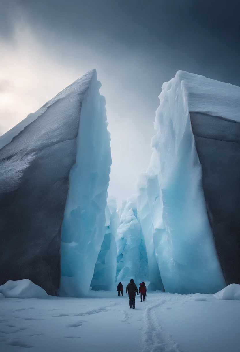 Antarctic continent、a paradise、Huge ice wall、Ice pyramid