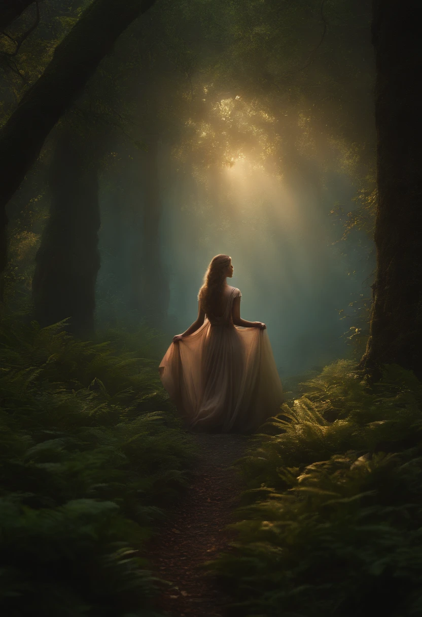 (best quality,4k,8k,Altas,master part:1.2),ultra-detalhado,(Realistic,fotorrealista,photo-realistic:1.37),soft lighting, ethereal colors, (faery 1.5), mystic forest, cena encantadora, vagalumes brilhantes, cogumelos extravagantes, Atmosfera misteriosa, magical beings, Captivating Setup, dreamlike quality, criaturas da floresta, luzes cintilantes