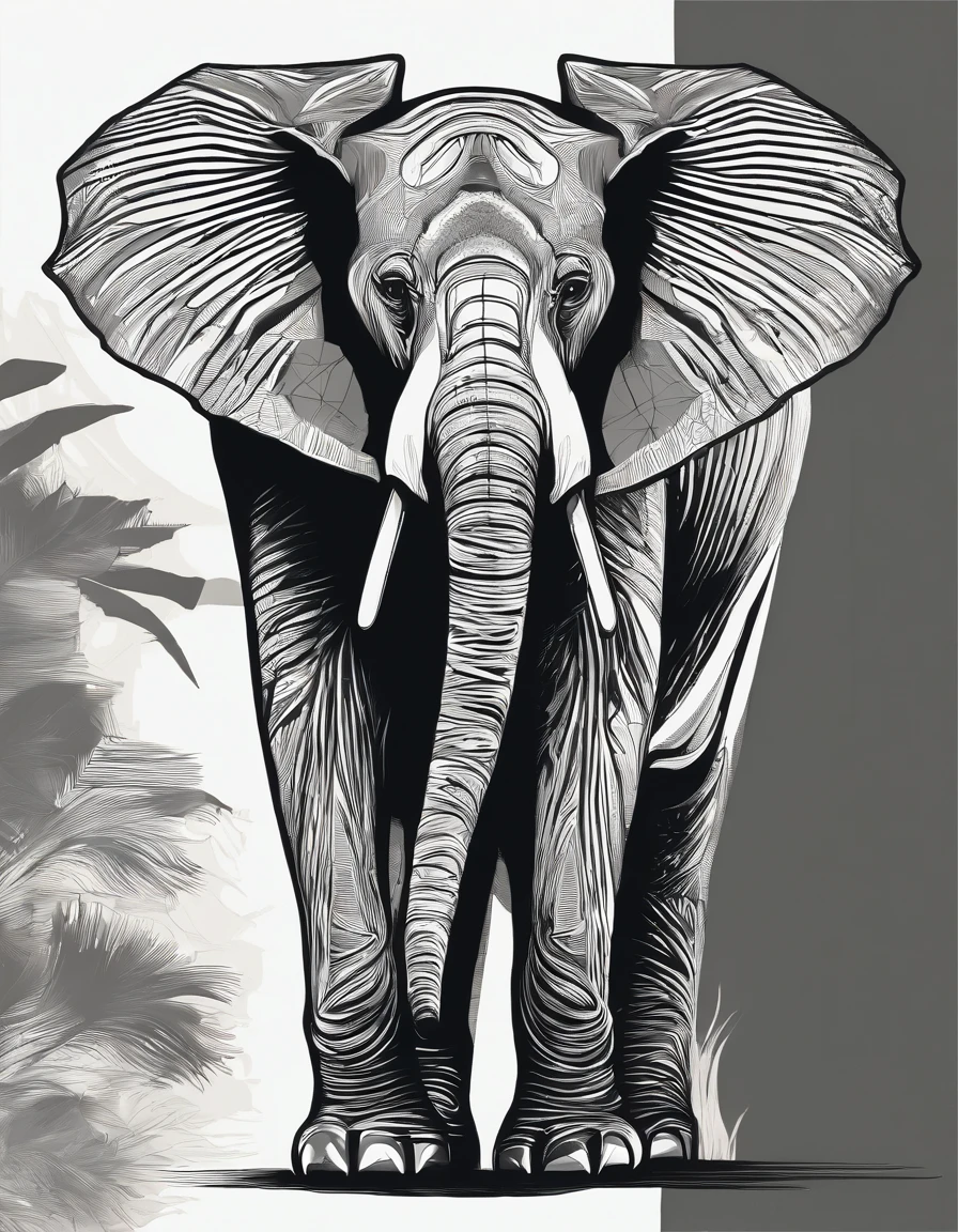 dibujo en blanco y negro, un elefante