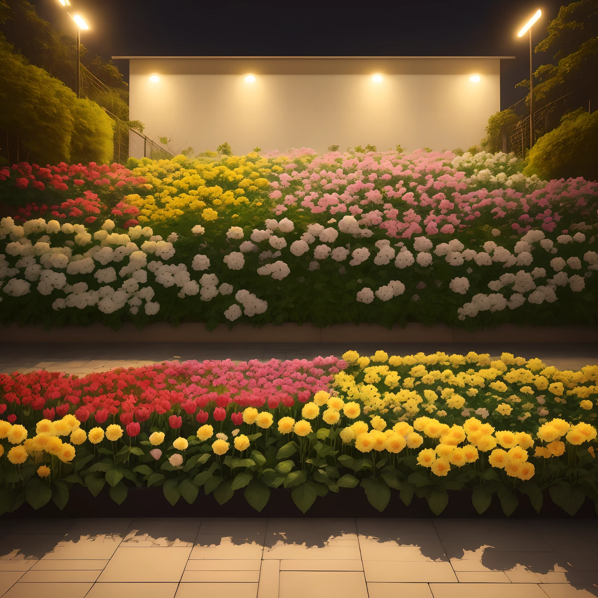 Em um amanhecer de uma noite fria, o canteiro de flores vermelhas de um jardim bem florido, amanheceram todas as rosas abertas, cheia de orvalho da noite.