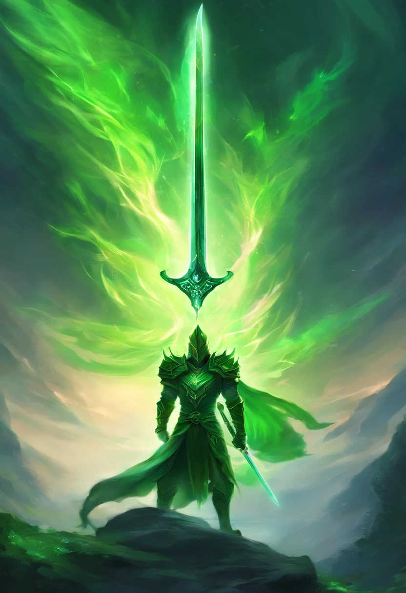 Radiant green sword. black background