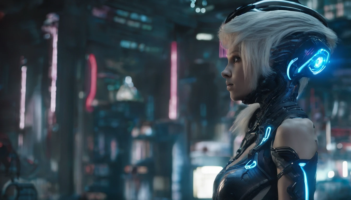 nsfw, 1girl, cyberpunk, robotic armor, (8K, realistic, raw photo, best quality: 1.4), breast, medium breast, bare breast, nipple, areola , naked, fully naked, Japanese girl, beautiful cute face, (real face: 1.4), perfect , beautiful hairstyle, realistic blue eyes, beautiful detail eyes, (real skin: 1.3), beautiful skin, attractive, ultra high resolution, ultra realistic, off-sheller, night view, burning city, post apocalyptic world, cinematic lighting, white colored hair, long hair, twin ponytails, blue ribbons, weapon in hands, alien spaceship, futuristic fantasy,