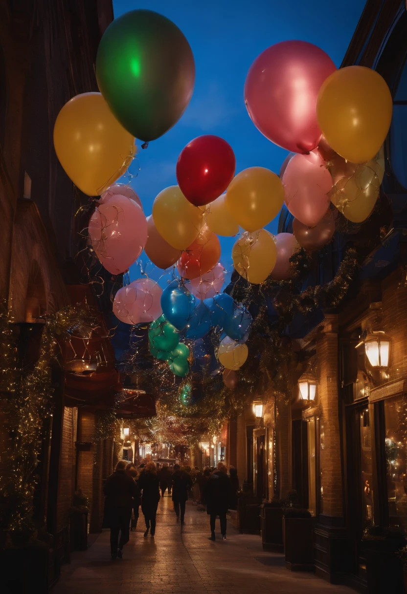 DOUBLE VIEW SIGN WITH NEW YEAR'S EVE BALLOONS