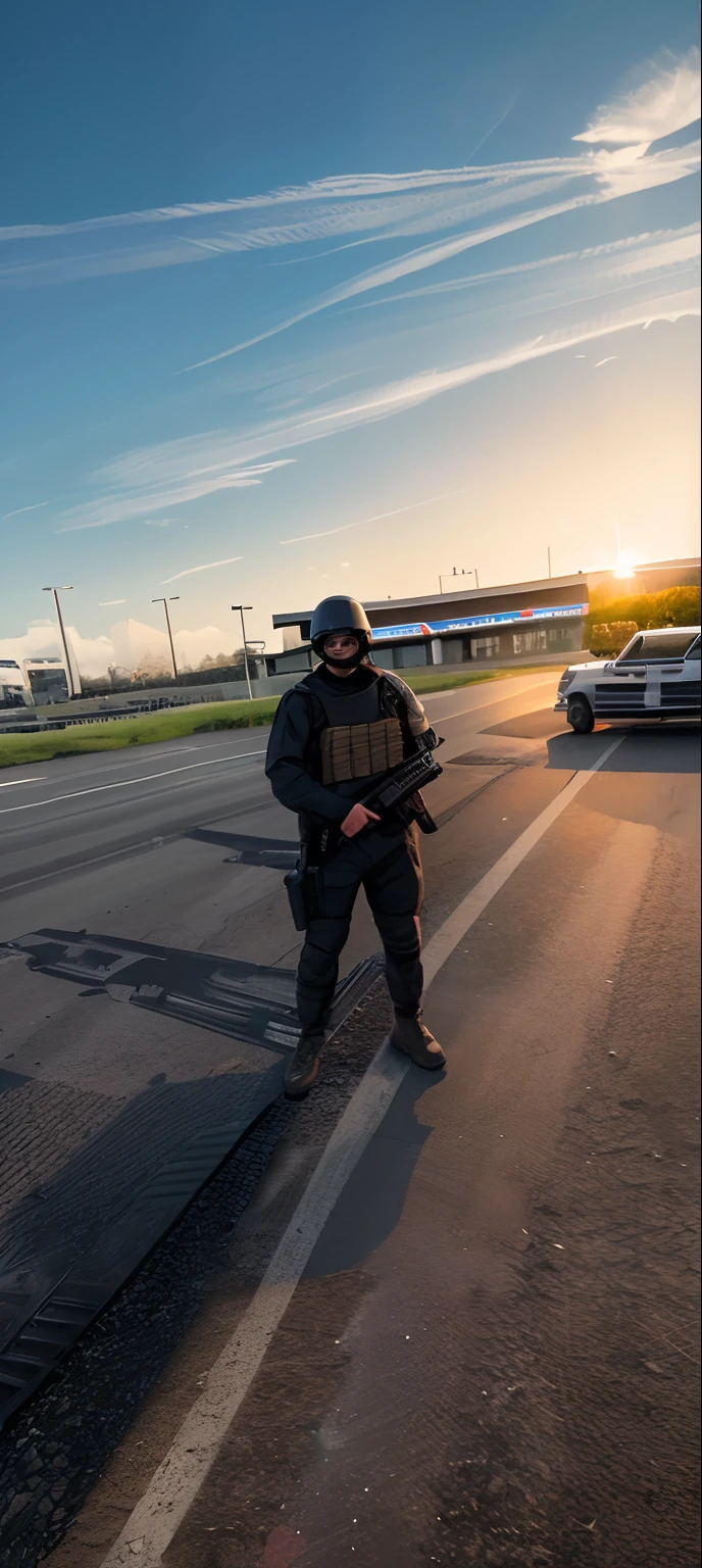 Holdinga M416 gun on hand,bulletproof vest,Black commando Armored,angry look,background change to battle fields,crash city,8k ,realistic picture,weapon,high quality pictures