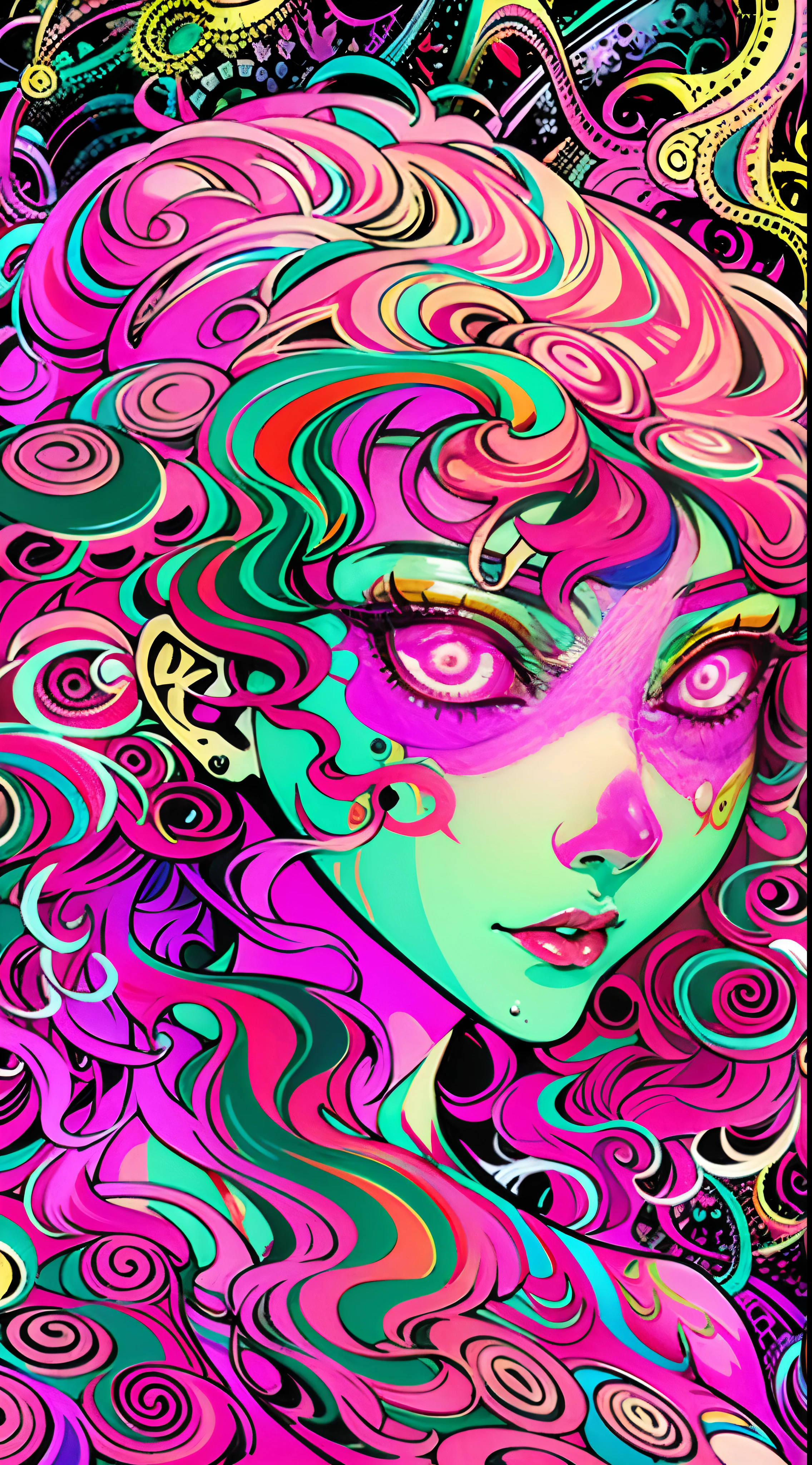 Seductive psychedelic horror, Trippy Hentai, body horror, having sex, real breasts, surreal Sex, LSD trip, sensual, psychedelic sex, provocative, colorful, glowing