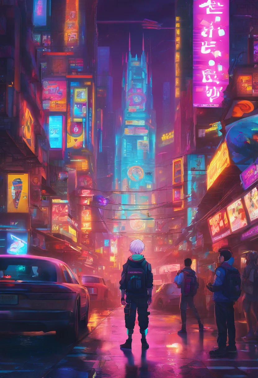 1 boy, , White color hair, Holding,  holding a mic，Talk to people, Pikachu,Pokémon Contest，boisterous，firebreathing dragon，Mewtwo，Jeni Turtle，Kabi Beast，drak