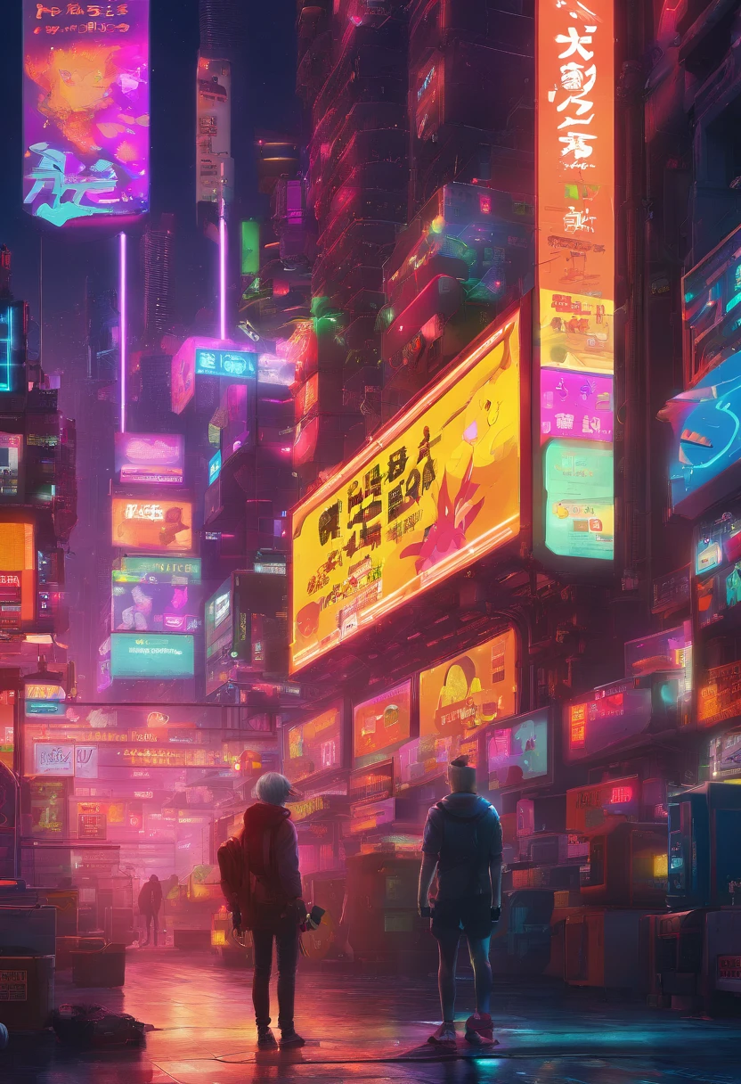 1 boy, , White color hair, Holding,  holding a mic，Talk to people, Pikachu,Pokémon Contest，boisterous，firebreathing dragon，Mewtwo，Jeni Turtle，Kabi Beast，drak
