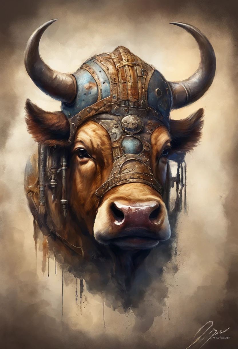 maximum quality, dramatic lighting, Pose amorosa, Soft expression, epic atmosphere, (((Helmet in the shape of an ox's head))), (((tiro de corpo inteiro))),um homem feito de metal, ciborgue, estilo cyberpunk, mechnical, ((detalhes intrincados)), HDR, ((detalhes intrincados, hiperdetalhado)), incandescent bulbs, Cinematic Shot, vinheta, bokeh efeito beckground, (Caninos), (tiro de corpo inteiro).