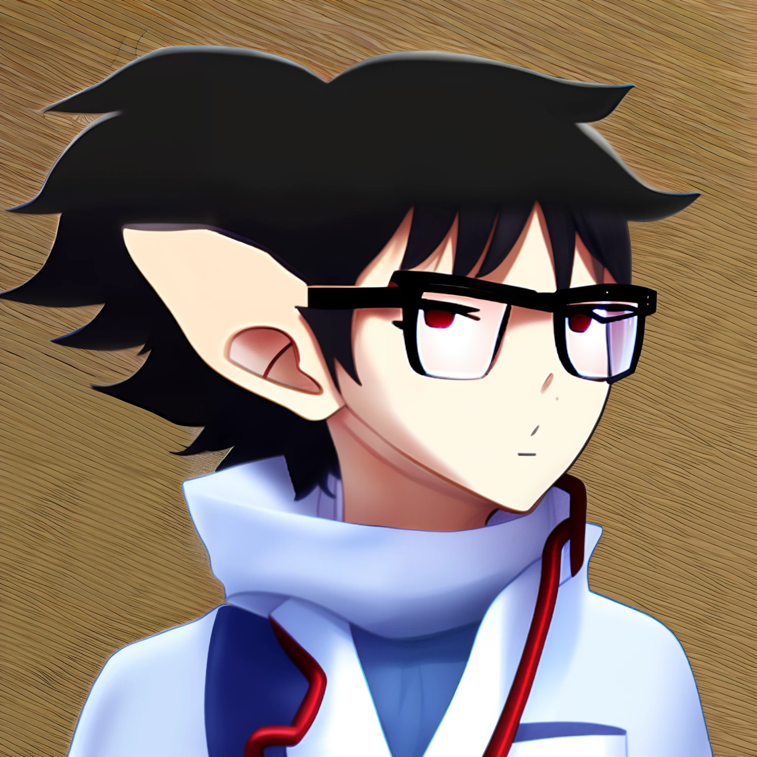 High School Boy + Glasses + Lab Coat + Anime Style + Tablet