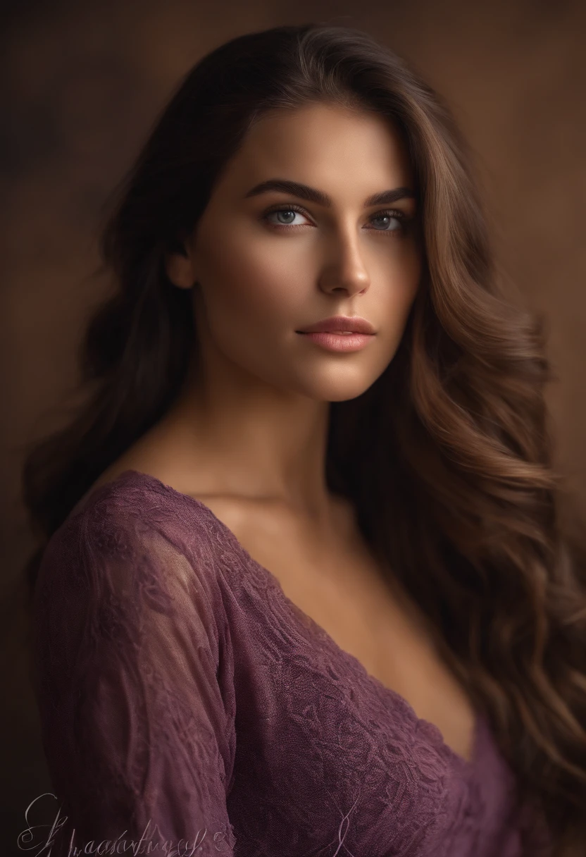 Arafed woman completely , fille aux yeux bruns, ultra realist, Meticulously detailed, cheveux bruns, selfie of a young woman, Violet Myers, sans maquillage, maquillage naturel, looking straight at camera, Visage avec Artgram, Maquillage subtil, Great photo of the whole body kneeling on the bed, dans la chambre, Medium to large bust